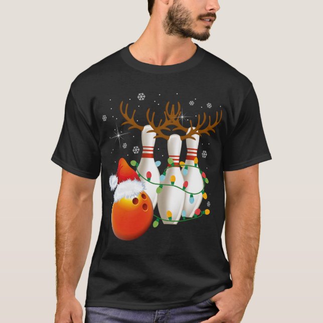 T-shirt Bowling Cadeaux Noël Bowling Santa Hat Christma (Devant)