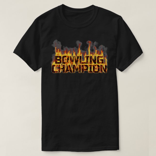 T-shirt Bowling Champion Bowling Flames (Design devant)