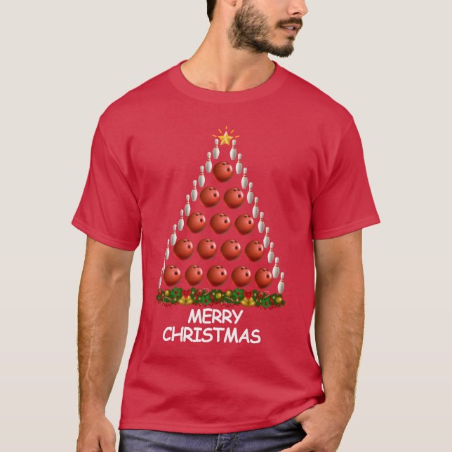 T-shirt Bowling Christmasree Joyeux garçon de Noël (Devant)