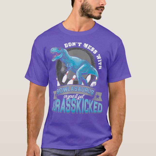 T-shirt Bowling Dinosaur Bowler Bowling Ball Bowling (Devant)