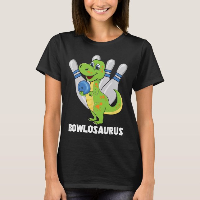 T-shirt Bowling Dinosaur T-rex Bowlosaurus Joueur partie K (Devant)