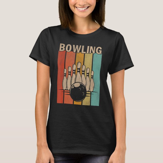 T-shirt Bowling Distressed Hommes Femmes Cute Bowling Retr (Devant)