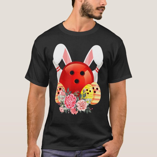 T-shirt Bowling Easter Bunny Egg 2022 Fleurs de lapin Pasc (Devant)