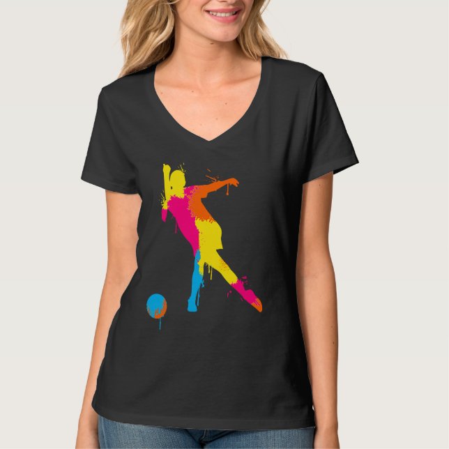 T-shirt Bowling Girl Ball Pin Bowler Strike Team Bowling A (Devant)