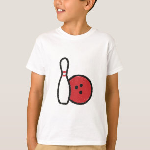 T-shirt Bowling Graphic Tee Bowling Pin Red Bowling Ball