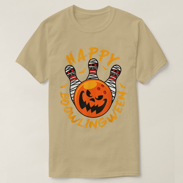T-shirt Bowling Halloween Jackolantern Bowling Ball maman  (Design devant)
