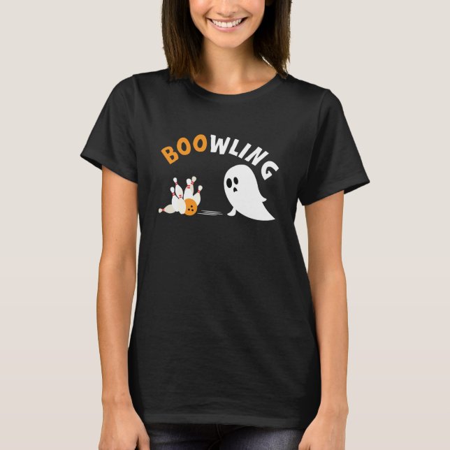 T-shirt Bowling Halloween mignonne Ghost Bowler Pins de re (Devant)
