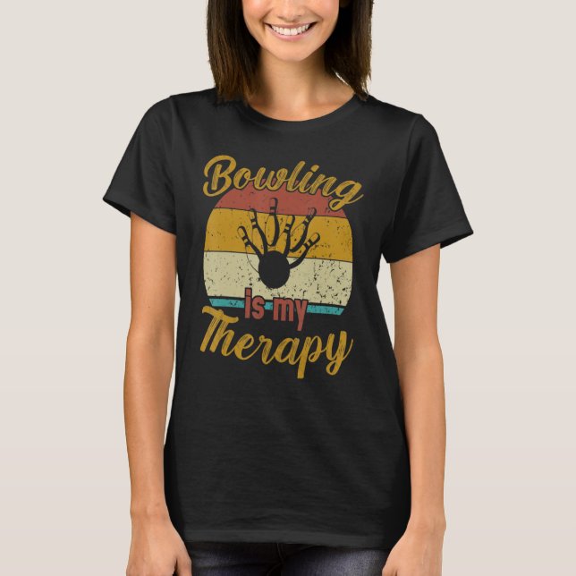 T-shirt Bowling Is My Therapy Retro Bowling (Devant)