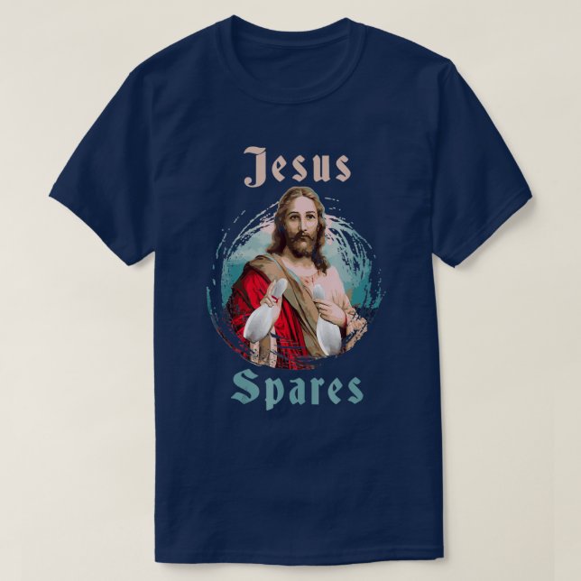 T-shirt Bowling Jesus Spares Bowling T (Design devant)