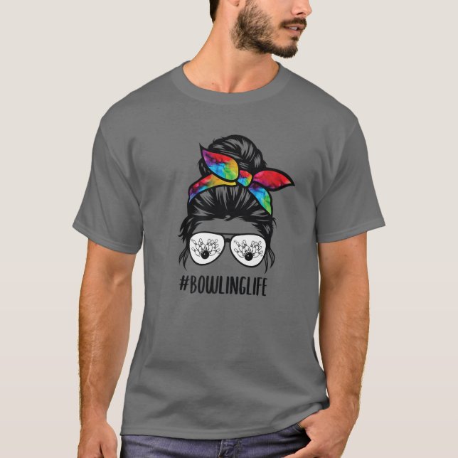 T-shirt Bowling Life Messy Bun Lunettes de cheveux (Devant)