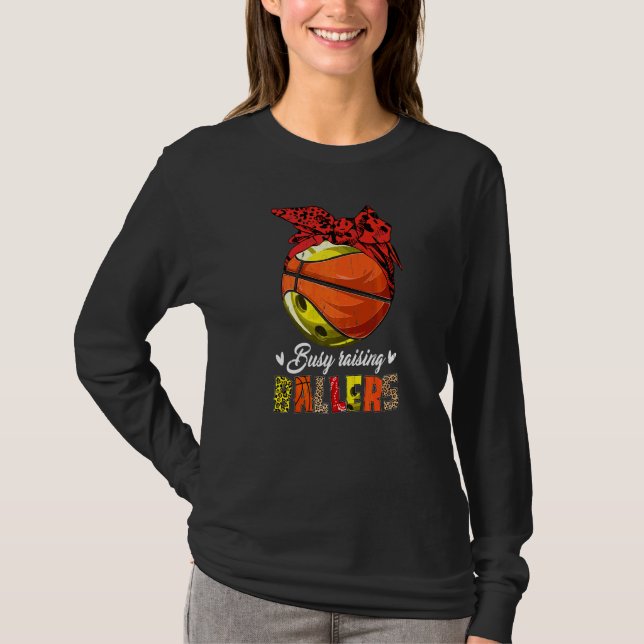 T-shirt Bowling Maman Basketball Maman Busy Raising Baller (Devant)