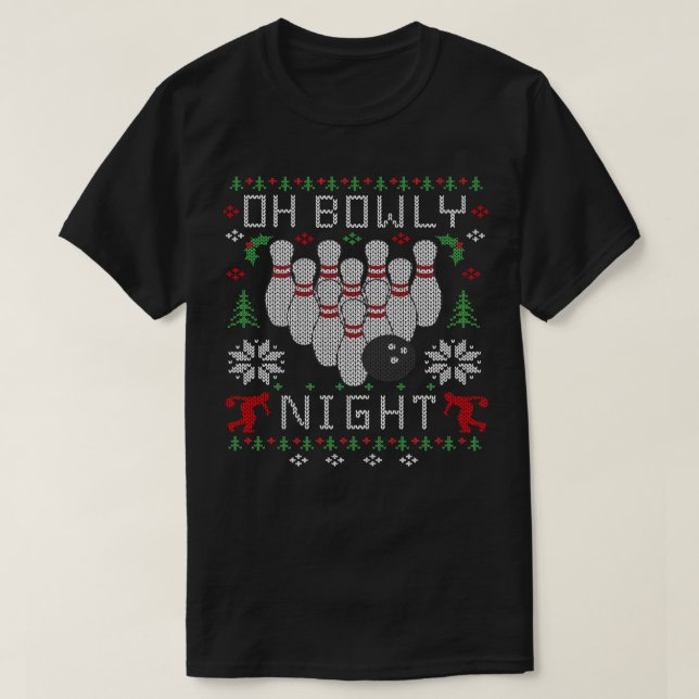 T-shirt Bowling Oh Bowly Night Vilain Sweater de Noël437 b (Design devant)