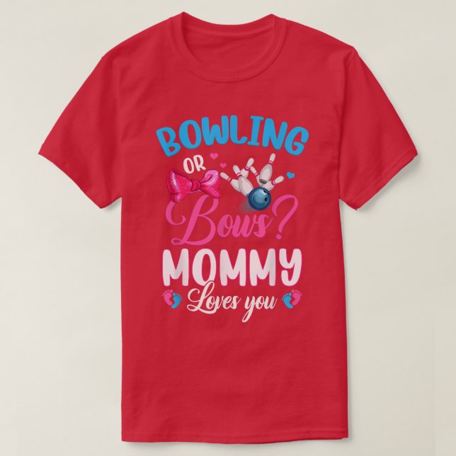 T-shirt Bowling ou Bows MOMMY vous aime Genre Révéler rose (Design devant)