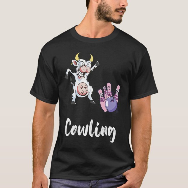 T-shirt Bowling Pin Funny Bowling Bowler Cow Strike Bowlin (Devant)