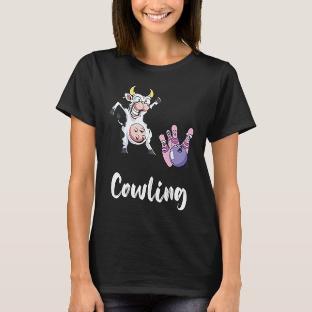 T-shirt Bowling Pin Funny Bowling Bowler Cow Strike Bowlin (Devant)
