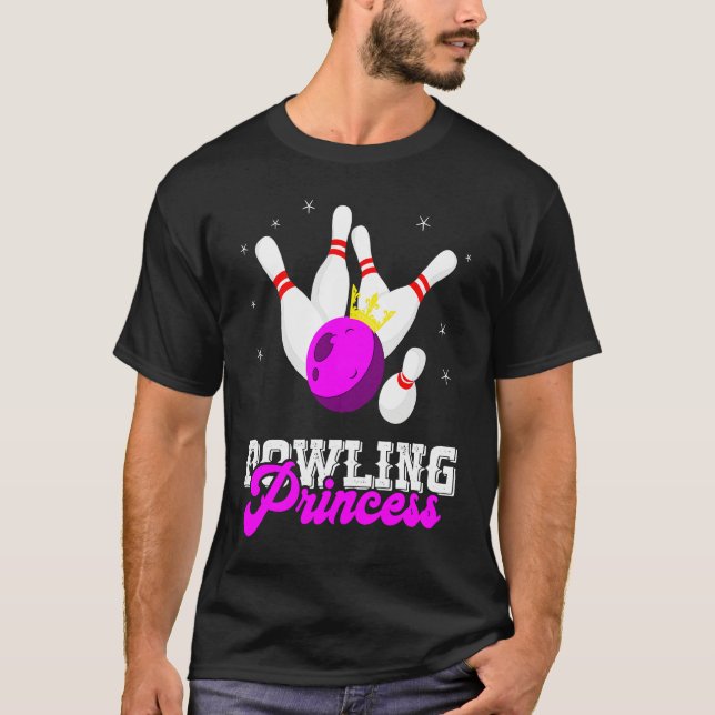 T-shirt Bowling Princess Crown Bowling Pin Strike Bowler B (Devant)