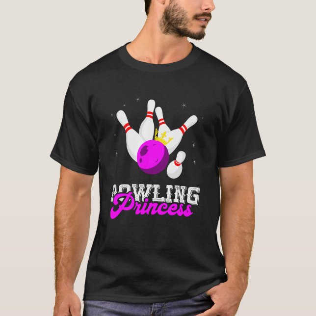 T-shirt Bowling Princess Crown Bowling Pin Strike Bowler B (Devant)