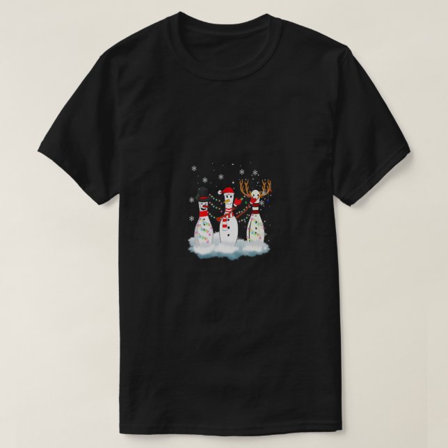 T-shirt Bowling Pyjama Lumières Reindeer Père Noël Fun (Design devant)