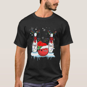T-shirt Bowling Reindeer Santa Hat Christmas Bowling Lover