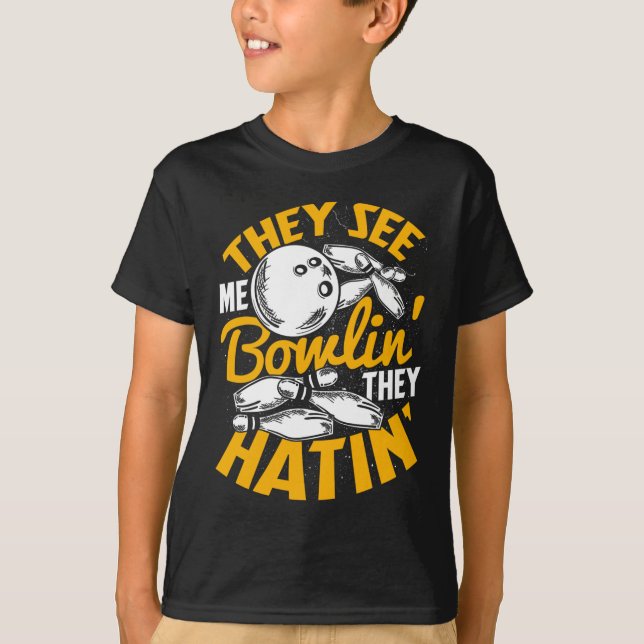 T-shirt Bowling Roll Pins Grève Bowler Sports Team (Devant)