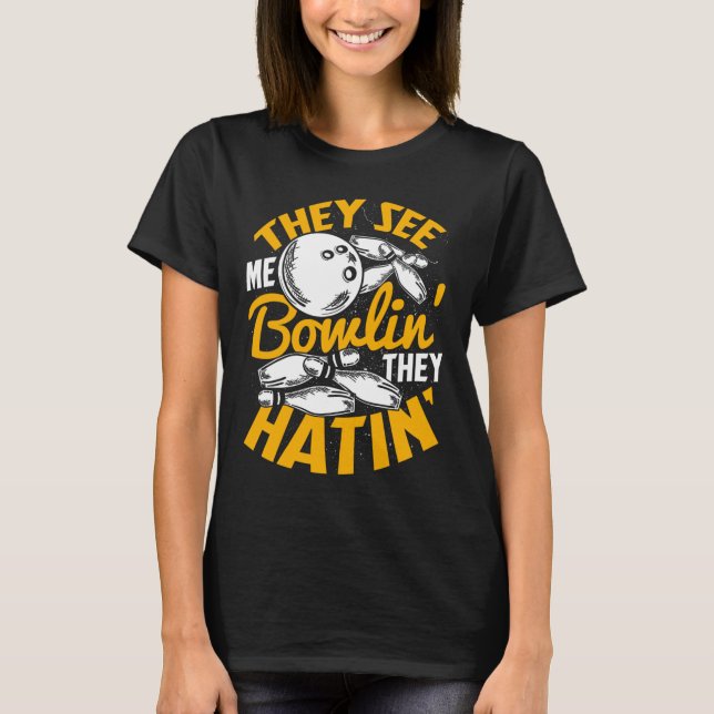 T-shirt Bowling Roll Pins Grève Bowler Sports Team (Devant)