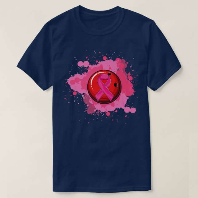 T-shirt Bowling rose Ruban Sensibilisation au cancer du se (Design devant)