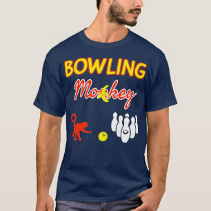 T-shirt Bowling Singe Blanc Jaune Rouge Funny T