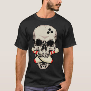T-shirt Bowling Skull Skeleton Head Bowling Ball