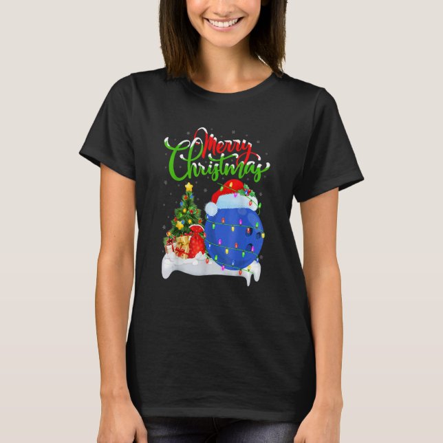 T-shirt Bowling Sports  Xmas Decoration Santa Bowling Chri (Devant)