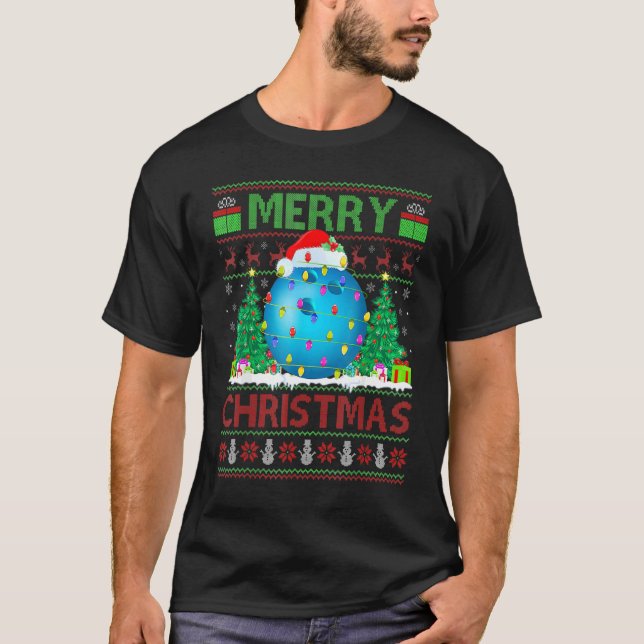 T-shirt Bowling Sports Xmas Tree Ugly Père Noël Bowling Ch (Devant)