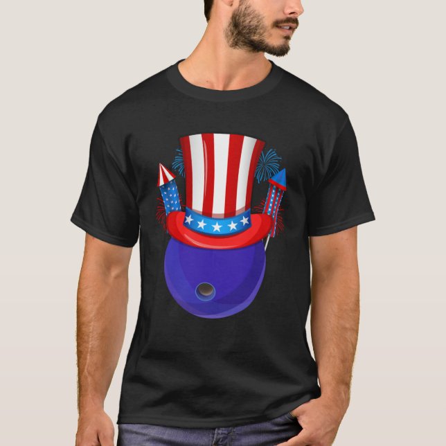 T-shirt Bowling Uncle Sam American Flag Fireworks 4th of J (Devant)