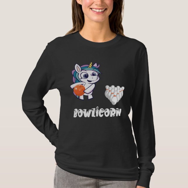 T-shirt Bowling Unicorn Bowler Bowling Pin Bowling Team St (Devant)