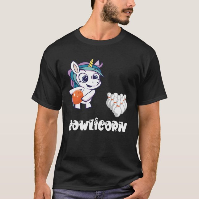 T-shirt Bowling Unicorn Bowler Bowling Pin Bowling Team St (Devant)