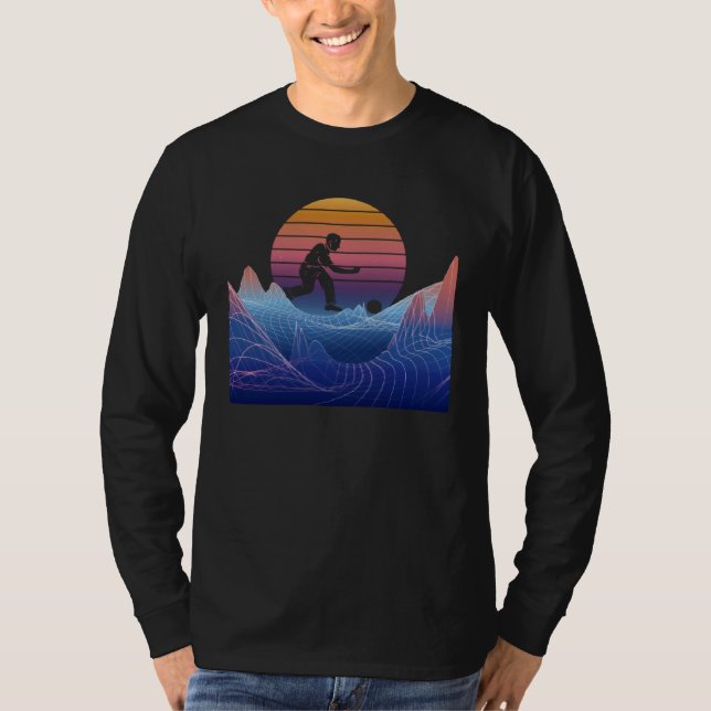 T-shirt Bowling Vaporwave Sunset Bowling Pin Bowler Bowlin (Devant)