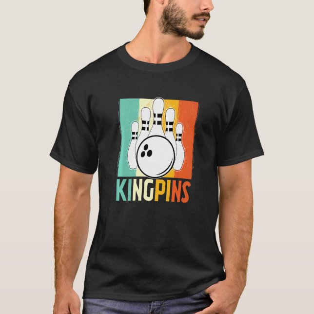 T-shirt Bowling vintage Bowler King Pins (Devant)