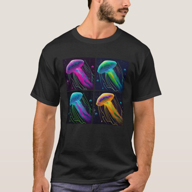 T-shirt Box Jellyfish Pop Illustration Colorful Animal (Devant)