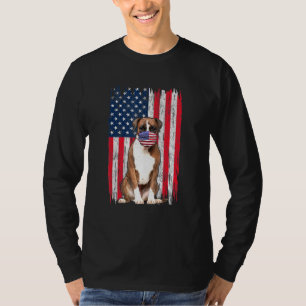 T-shirt Boxe American Flag Dog Wears Face Mask 4 Of Jul