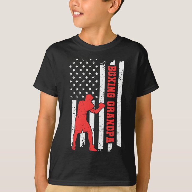 T-shirt Boxe Amérique Drapeau Boxe Arts Martiaux Boxe Gra (Devant)