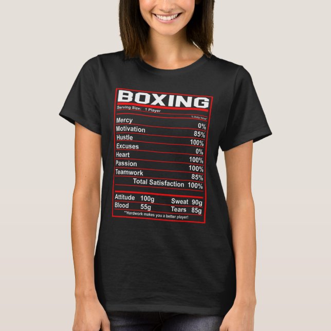 T-shirt Boxe amusante Boxer de la valeur nutritive (Devant)
