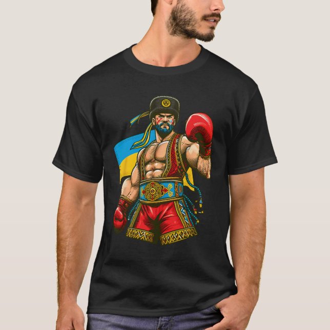 T-shirt Boxe Boxeur ukrainien Drapeau de l'Ukraine  (Devant)