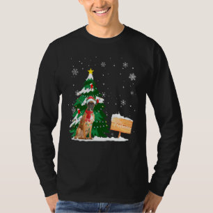 T-shirt Boxe Chien Noël Reindeer Lumière Santa Chapeau Noë