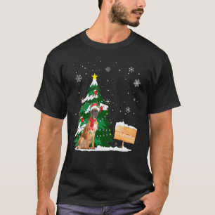 T-shirt Boxe Chien Noël Reindeer Lumière Santa Chapeau Noë