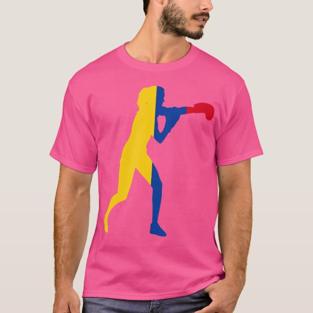 T-shirt Boxe Colombie Drapeau Femmes Boîte à filles Compet (Devant)
