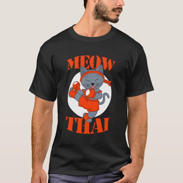 T-shirt Boxe de chat thaïlandais Meow (Devant)