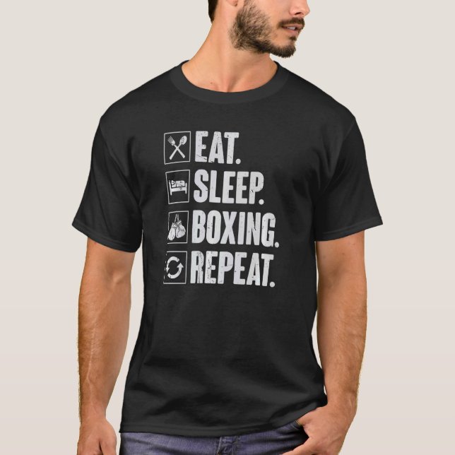 T-shirt Boxe de sommeil Répéter Boxe de l'homme rétro (Devant)