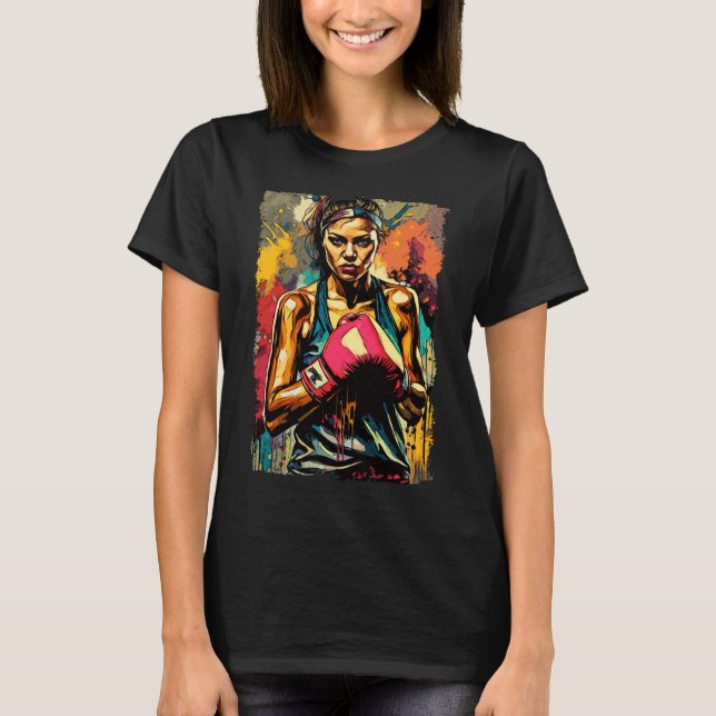 T-shirt Boxe Femme Moderne Fighter Arts Martiaux Portrait (Devant)