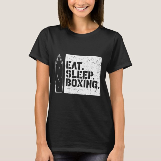 T-shirt Boxe Jour Manger Boxe Sommeil Répéter Boxe Drôle L (Devant)