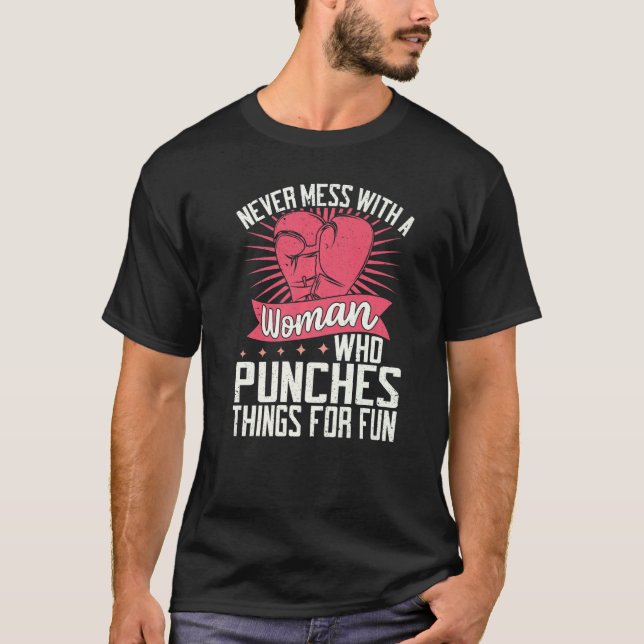 T-shirt Boxe Kickboxing Femmes Gants Entraînement Kickboxe (Devant)