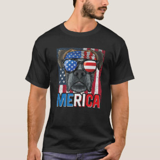 T-shirt Boxe Merica Drapeau 4 juillet Chien American Chiot