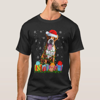 T-shirt Boxe Noël Lumières Chien de Noël